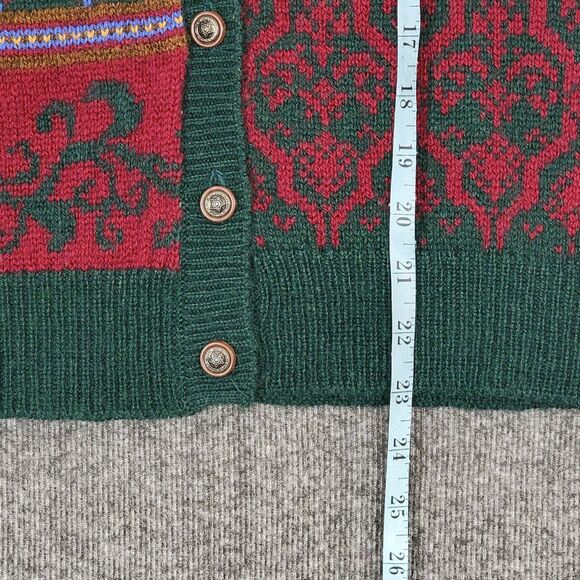 Vintage Susan Bristol Sweater Vest Womens L Green Red Fair Isle Pure Wool 1989 - Picture 4 of 11